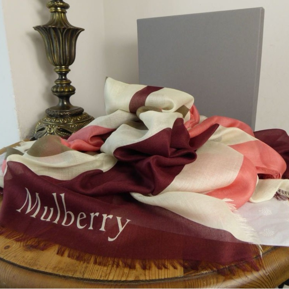 Mulberry 'M' Print Silk Blend Square Scarf